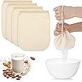 WLLHYF 4 Pack Cotton Nut Milk Bag 8 × 6 Inches Fine Mesh Cheese Cloth Multiple Usage Reusable Food Strainer Professional Cold