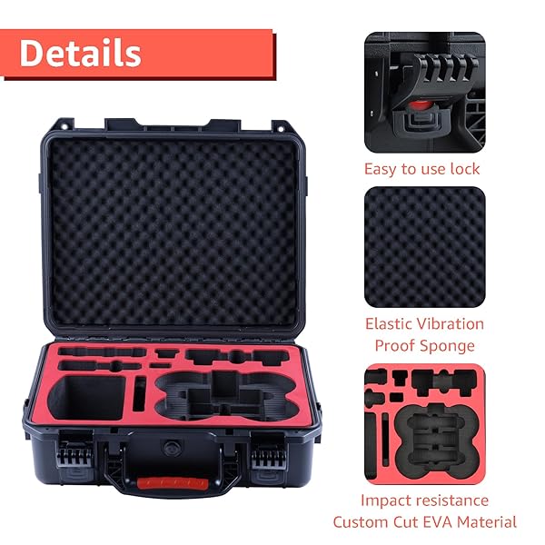 DROGEAR WATERPROOF HARD CASE FOR DJI AVATA 2 FLY MORE COMBO | FITS DJI GOGGLES 3 (NOT FOR GOGGLES N3)/ RC MOTION 3 / FPV REMOTE CONTROLLER 3 AND ACCESSORIES | UP TO 8 BATTERIES | SHOCKPROOF, DUSTPROOF