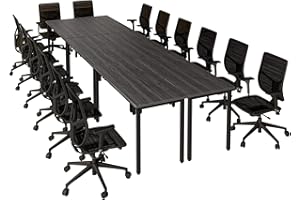 Bonzy Home 12ft Conference Tables Chair Set, 142"x47"x30" Table & 14pcs Chairs, Office Computer Desk and Chair Set for Meeting Room Study Printer Podcast Seminar Table Set for 14 People