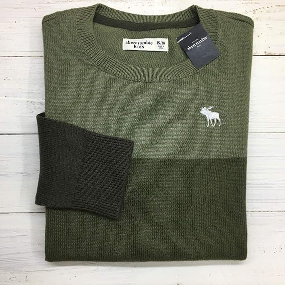 Amazon Co Jp Boys 15 16 Kids Xl Abacro Deer Logo Solid Sweater Green Abercrombie Clothing Accessories