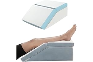 FSCGIFE Leg Elevation Pillow for Swelling, 6&8 Inch Adjustable Cooling Gel Memory Foam Wedge Pillows for After Surgery, Knee Pillow Leg Pillow for Sciatica Back Knee Hip Ankles Back Pain Relief