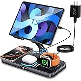 6 in 1 Wireless Charger Compatible for Apple Devices, iPad Charging Station with Digital Time & Night Light for iPhone 17/16/