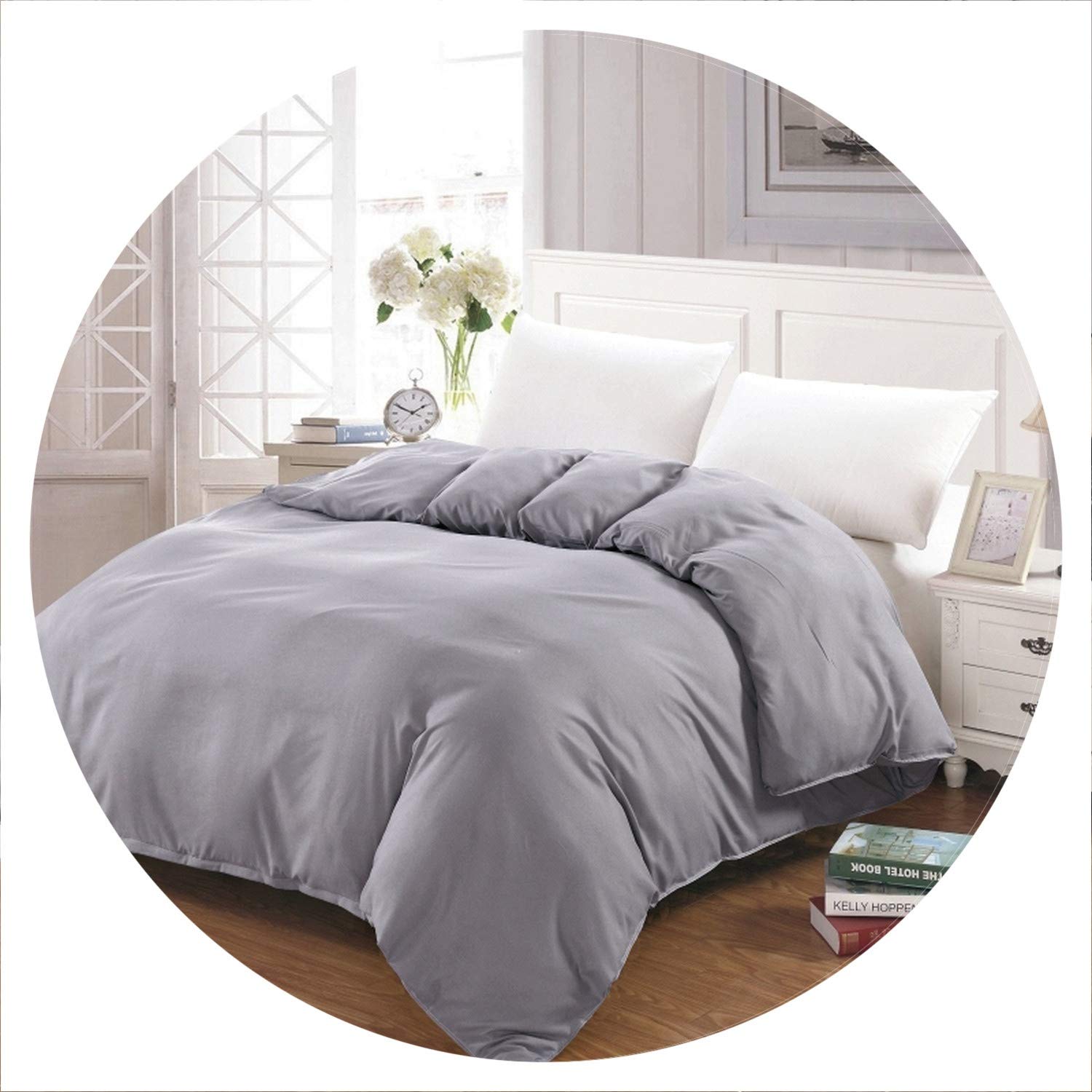 lovehouse21 Duvet Cover Set White Black Gray Comforter/Quilt/Blanket Case Twin Full Queen King Double Single Bedding 220X240 200X200 150,Gray,265X230