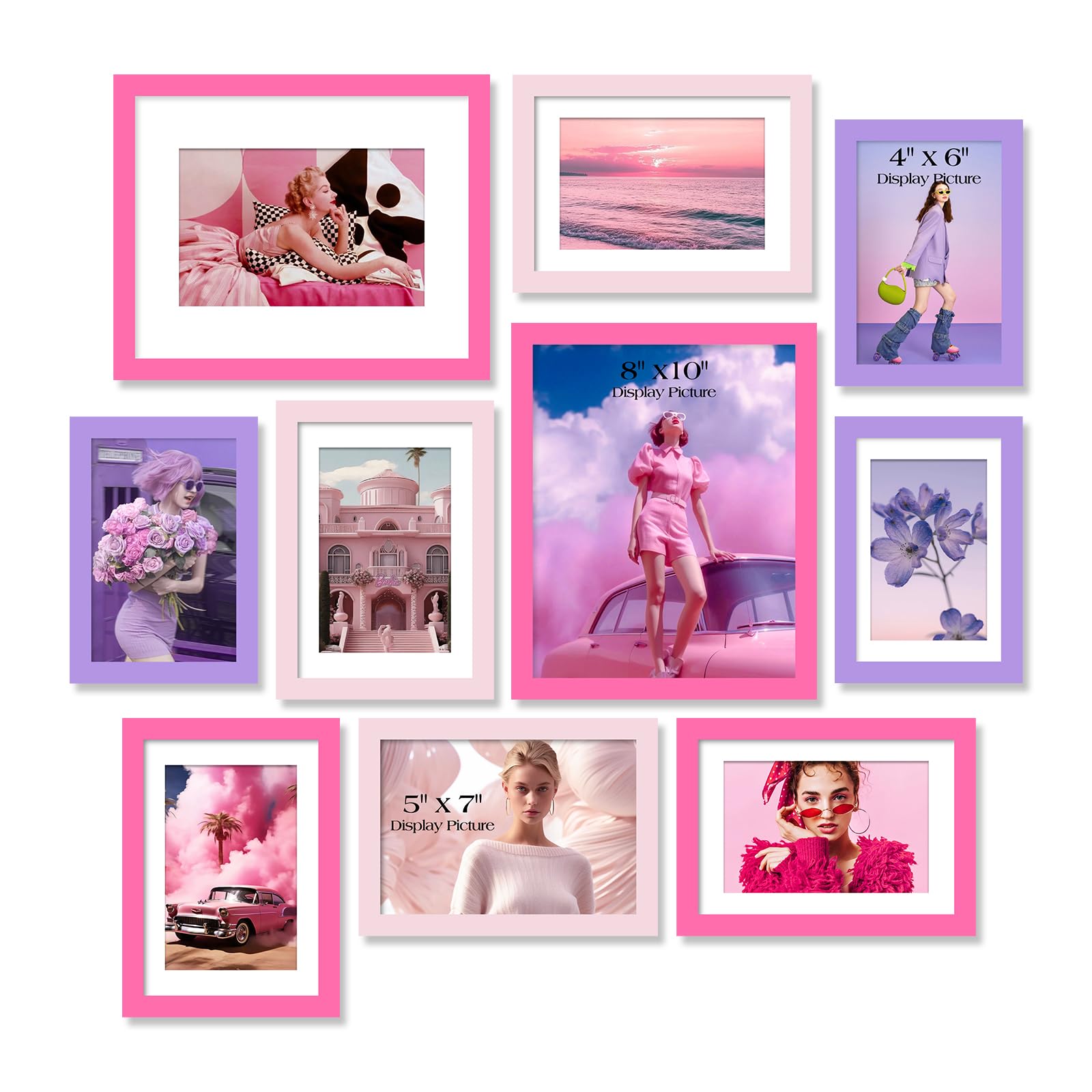 Photo 1 of TWING Collage Picture Frames Wall Decor 10 Pack, Gallery Wall Color Picture Frame Set for Wall or Tabletop Display, Multi Sizes with Two 8x10, Five 5x7, and Three 4x6 Photo Frames
