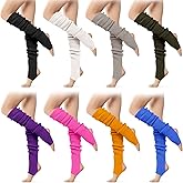Foaincore 8 Pairs Long Leg Warmers for Women Fashion Ribbed Knit Stirrup Leg Warmer Sock 80s Party Supply Yoga Dance Sport(Elegant Color)