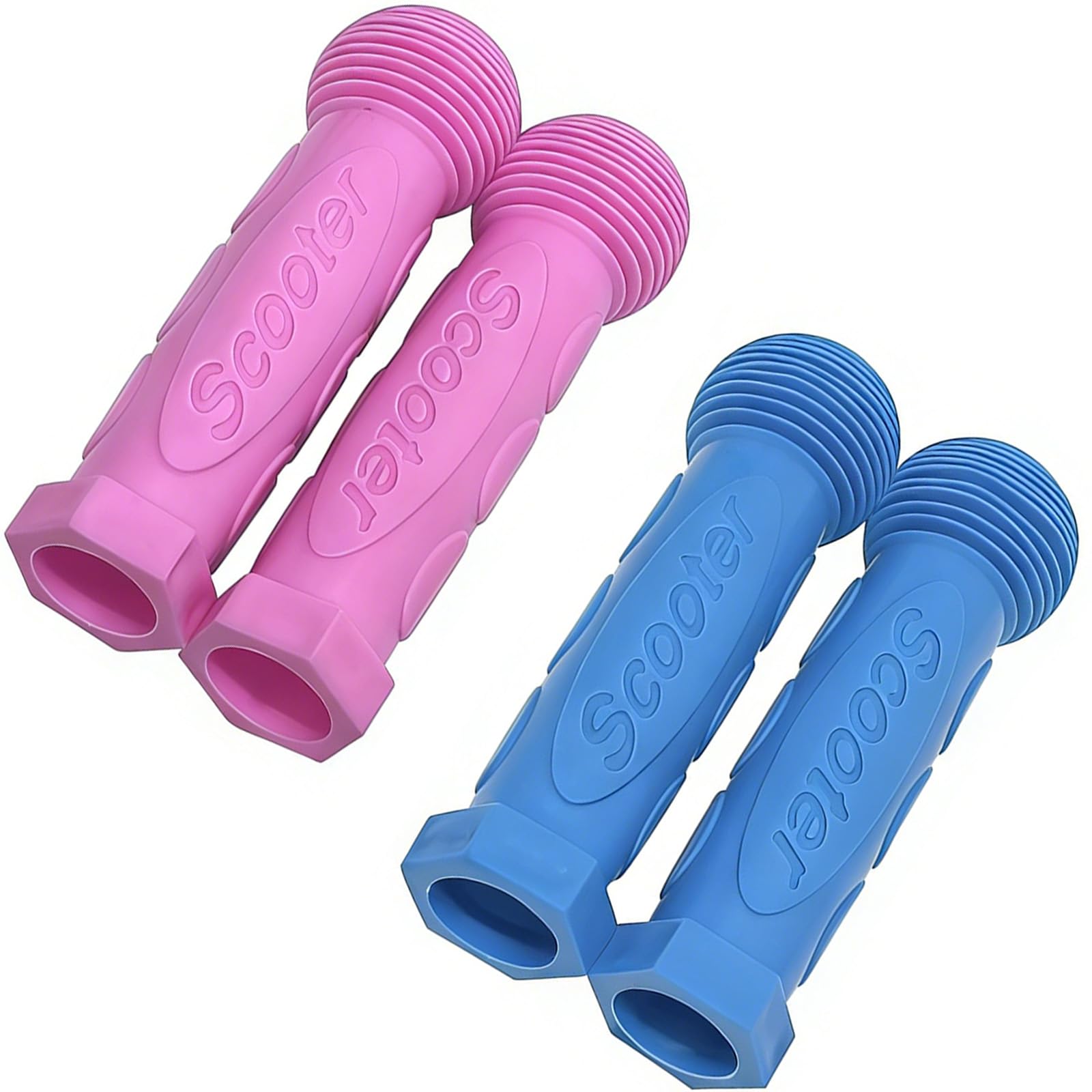 4 Pcs Micro Scooter Handles Scooter Grip Handlebar Soft Non-Slip Grips Rubber Handle T-Bar Grips Kids Bike Gri for Scooters Wheels Kid Kick Scooteres Bike Drifting Scooteres (Blue Pink)