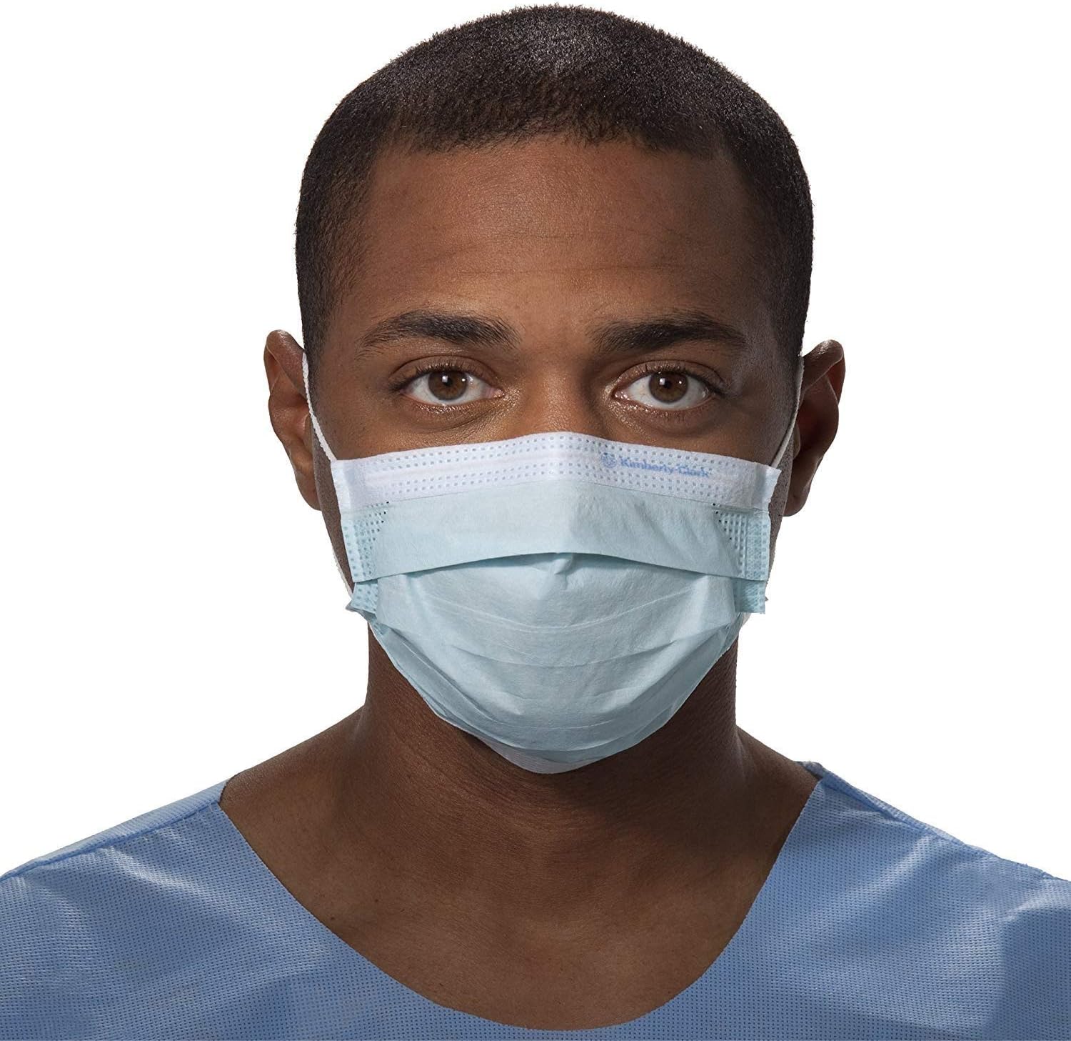 Kimberly-Clark Procedure Mask Pleated, Ear Loops, Blue, 50 Masks/Dispenser Box Not Made with Latex (Blue)