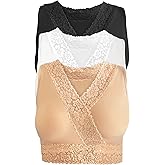 3-Pack Women's Seamless Wireless Unpadded Lace Trim Comfort Bra