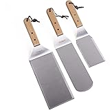 DflowerK Professional Metal Spatula Set Stainless Steel Griddle Scraper Oversized Hamburger Turner Flat Spatula Great for BBQ