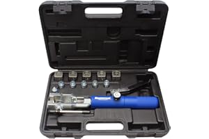 Mastercool 72480 Hydraulic an Flaring Tool Kit – 37° & 37° Double Flares for an Fittings, Aviation & Specialty Automotive – Works with Steel & Light Stainless Tubing – Includes Hydraulic Ram & Dies