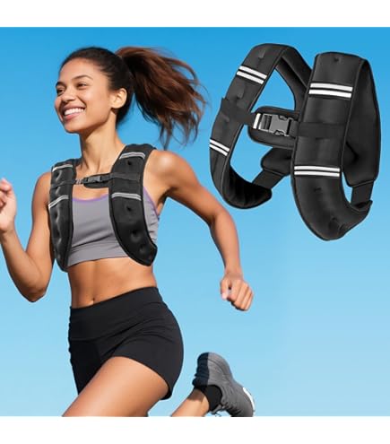 Kvittra Gilet lesté de 3 kg avec bande réfléchissante, gilet de poids réglable pour homme et femme, entraînement, musculation, course, marche, jogging, cardio, entraînement lesté