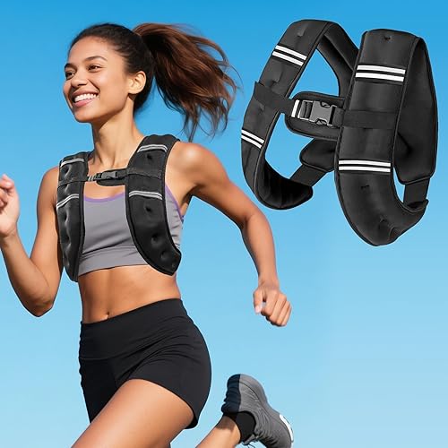 Weighted Vest with Two Adjustment Straps for Men Women, 8lbs/12lbs/16lbs/20lbs Weight Vest with Reflective Stripes for Workout, Strength Training, Running, Fitness, Hiking, Weight