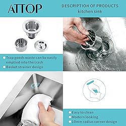 ATTOP Double Bowls Undermount Sink With Faucet,32