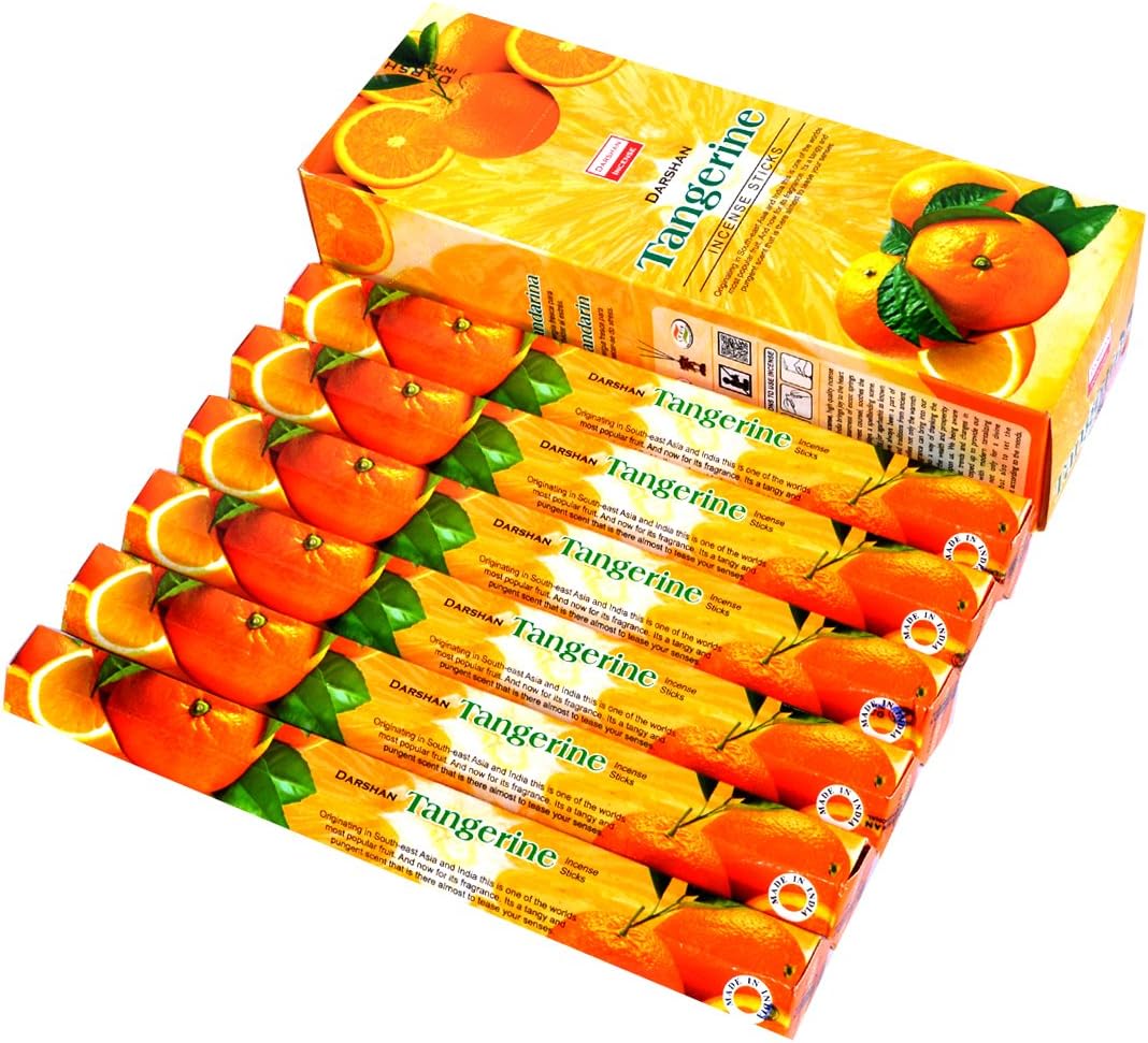 6 Box/Pack 120 Sticks total Tangerine Darshan Quality Incense Fragrance from India