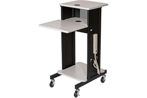 OEF Furnishings Presentation Cart and Stand, OEFPRC200, Steel Frame, Ivory Woodgrain