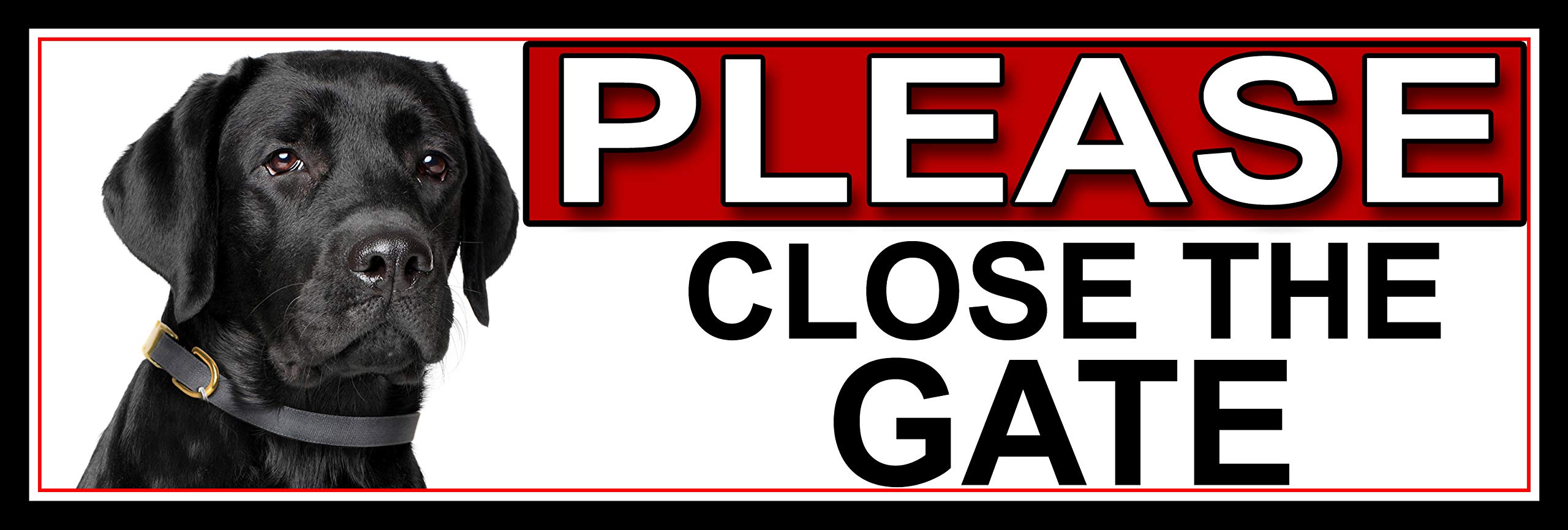 SHAWPRINT Black Labrador PLEASE CLOSE THE GATE METAL GATE SIGN 266mm x 87m. (832H2)