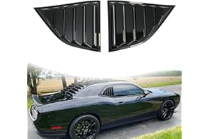 KETAI Classic Quarter Window Louvers Compatible with 2008-2023 Dodge Challenger ABS Plastic Sun Shade Rear Windshield Cover Vents Gloss Black