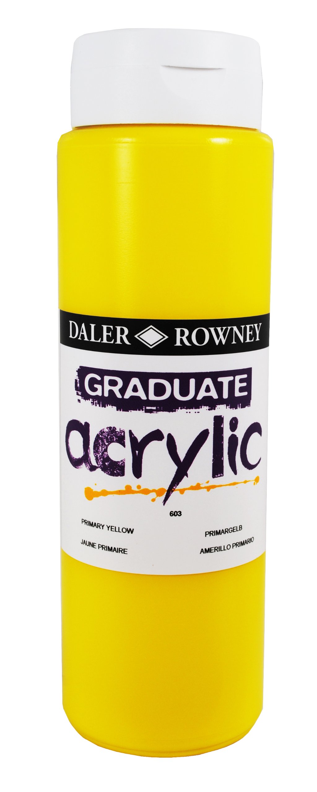 Daler-Rowney Graduate Acrylic Paint, Plastic Bottle, 16.91oz - 500 ml, Primary Yellow