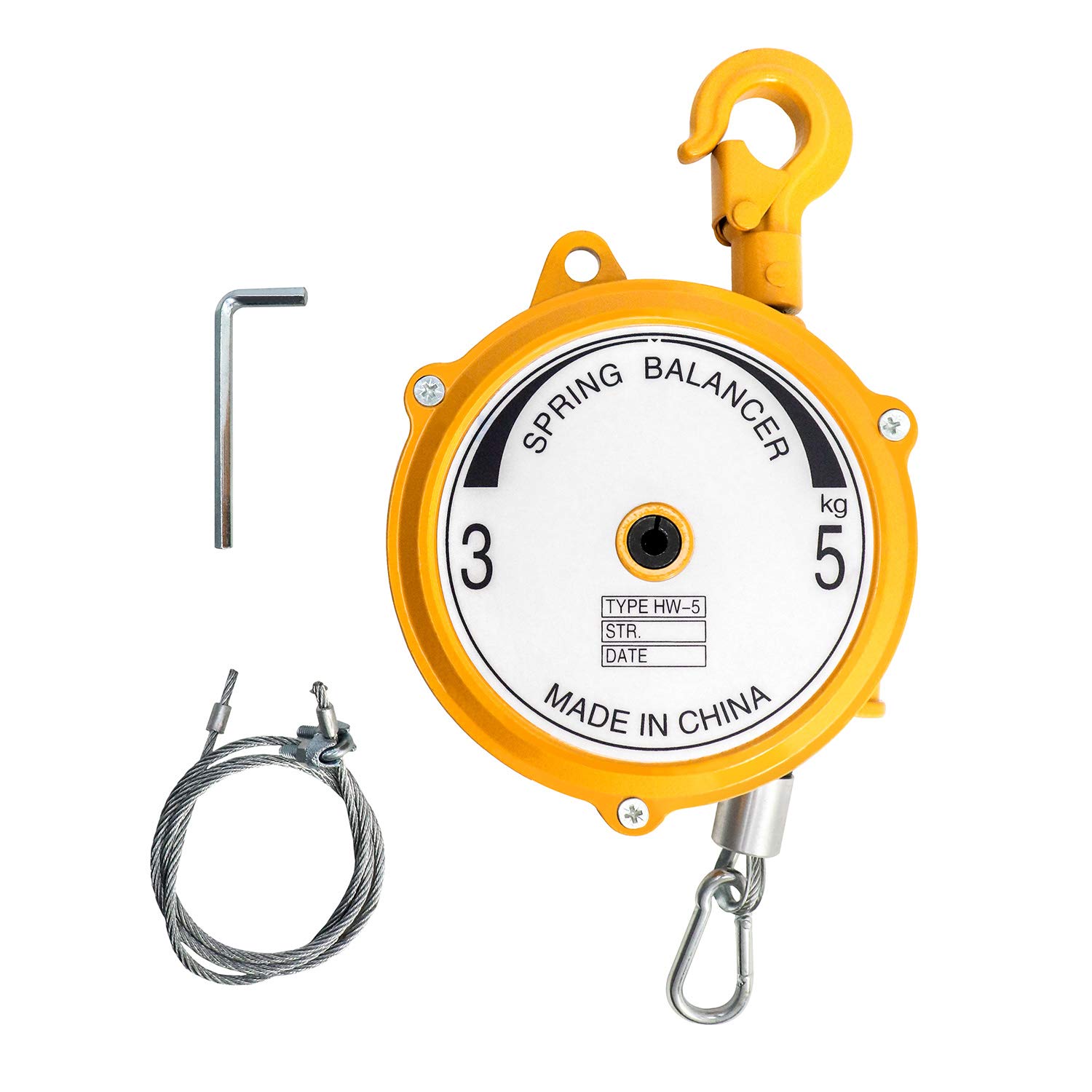 Photo 1 of QWORK Spring Balancer, 7-11lbs(3-5kg) Retractable Balancer with 5 Ft Long Wire Rope and Hook, Retractable Spring Tool Hanging Holding Equipment