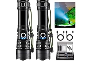 LNRYY Flashlights High Lumens Rechargeable, 2Pack Rechargeable Flashlights, 990000lm Super Bright Flashlight, 5Mode Tactical Flashlights High Lumens, LED Flashlight High Powered, Waterproof Flash Light LED