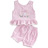 TUSFTAY Goose Baby Clothes Cute Sleeveless Ruffles Vest Top and Bloomer Shorts Farm Animals Toddler Girl Summer Outfit