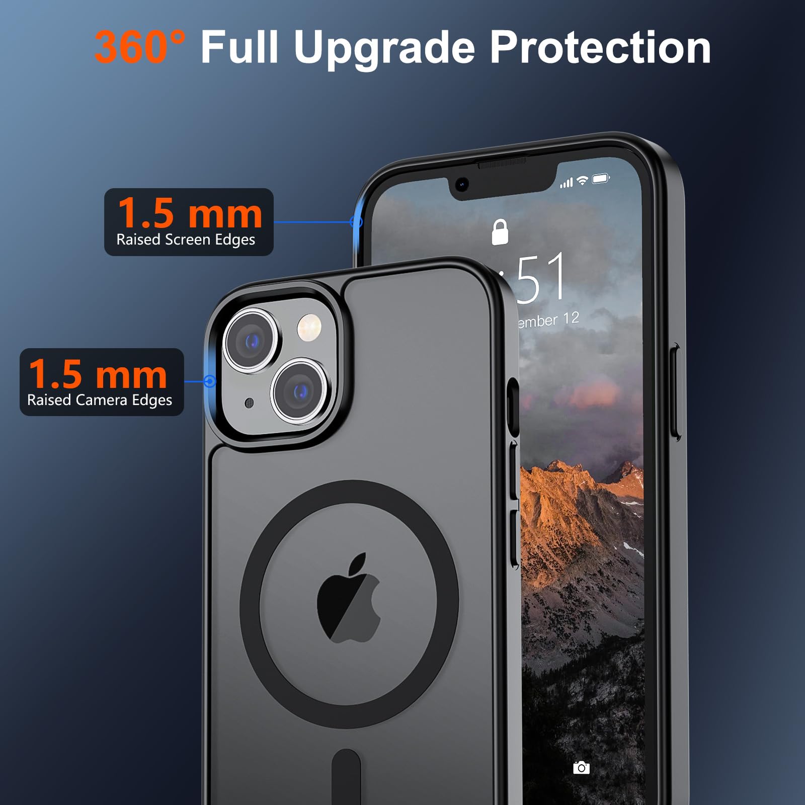 SUPFINE Magnetic for iPhone 14 Case & iPhone 13 Case (Compatible with MagSafe)(10 FT Military Grade Drop Protection) Slim Translucent Matte Shockproof Phone Cover,Black - Image 4