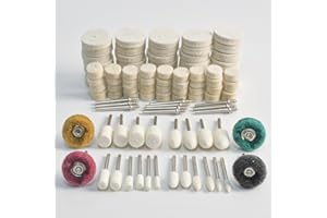 BAIQI 104Pcs Wool Polishing Wheel Set,Polishing Wheel Rotary Tool Accessories with 1/8" Shank,Abrasive Wool Buffing Wheel for Jewelry Metal Copper Glass