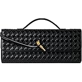 Woven Bags Evening Clutch Purses Bags for Women With Adjustable Long Strap Crossbody Handbag Wallets PU Leather