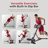 Sunny Health & Fitness Hyperextension Roman Chair with Dip Station Black view 4
