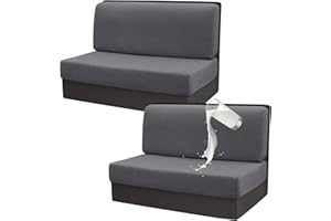 Gollense RV Dinette Cushion Covers Set of 2, Waterproof Stretch Camper Cushion Covers, Sectional Replacement RV Seat Covers for Trailer Couch, Includes 2 Backrest Cover & 2 Bench Cover (Dark Grey)