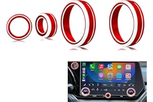 HDUFC for Lexus 2023 2024 2025 NX/RX/RZ/TX/GX550 Alloy Interior Decoration, one-Button Start Ring, Volume Adjustment knob Cover, air Conditioning knob Cover, car Interior Decoration Cover (4pcs, red)