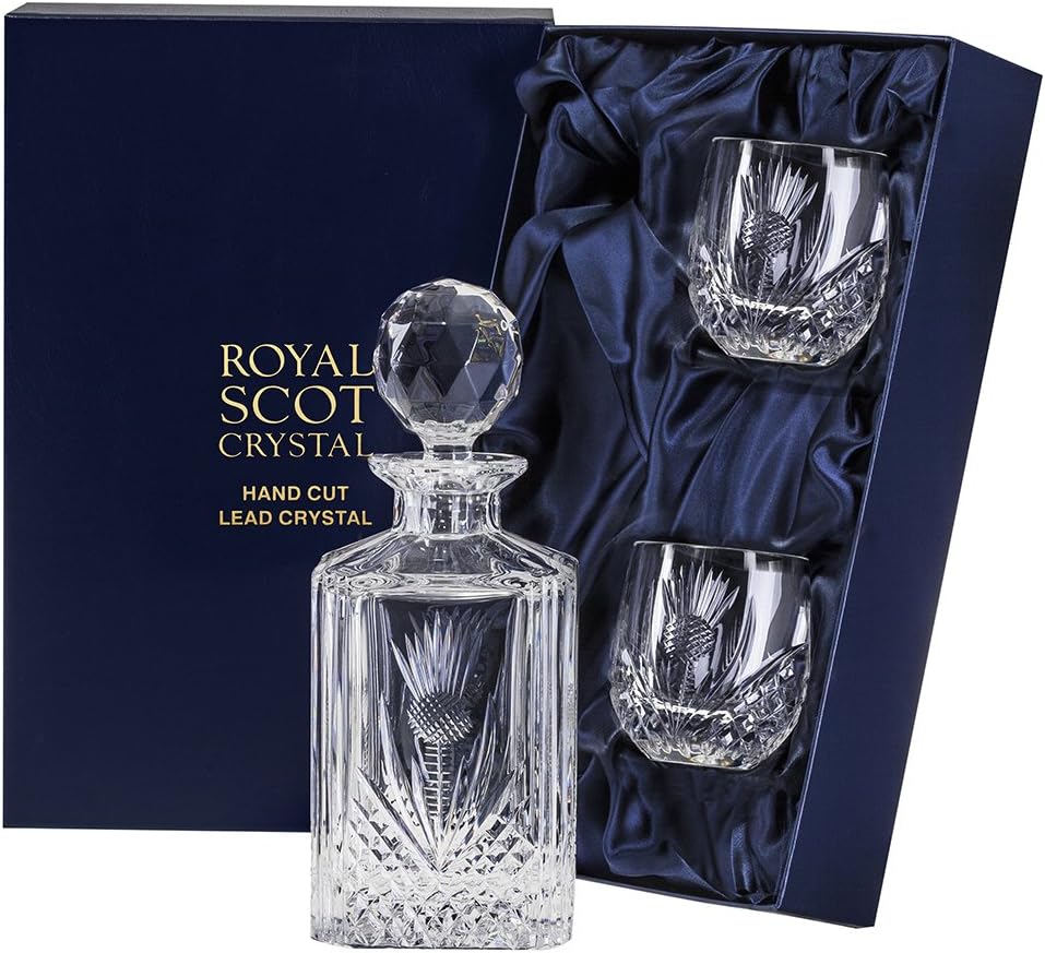 Royal Scot Crystal Scottish Thistle Whisky Set (Barrel Tumblers