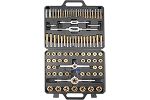 VEVOR Tap and Die Set, 86-Piece Metric and SAE Sizes M3 to M12, #4 to 5/8", with Coarse and Fine Thread Taps and Dies, Wrench