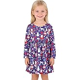 Christmas Toddler Girls Dress Santa Claus Snowman Print Dresses Red Long Sleeve 2-8Y