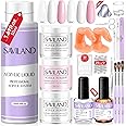 Saviland Acrylic Nail Kit with Everything for Beginners: Clear White Pink Acrylic Powder and Liquid Set with Acrylic Brush Nail Dehydrator and Primer Professional Acrylic Nail Set Starter Kit Home DIY