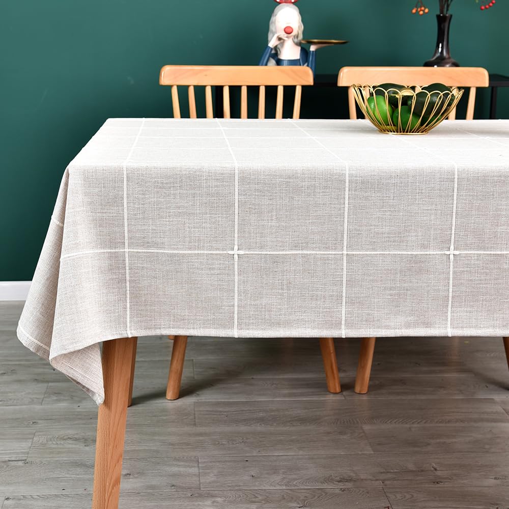 Photo 1 of Yofori Heavy Duty Cotton Table Cloth for Rectangle Table Rectangular Farmhouse Vintage Tablecloth Washable Rustic Table Cover (Linen, 52''x70'')