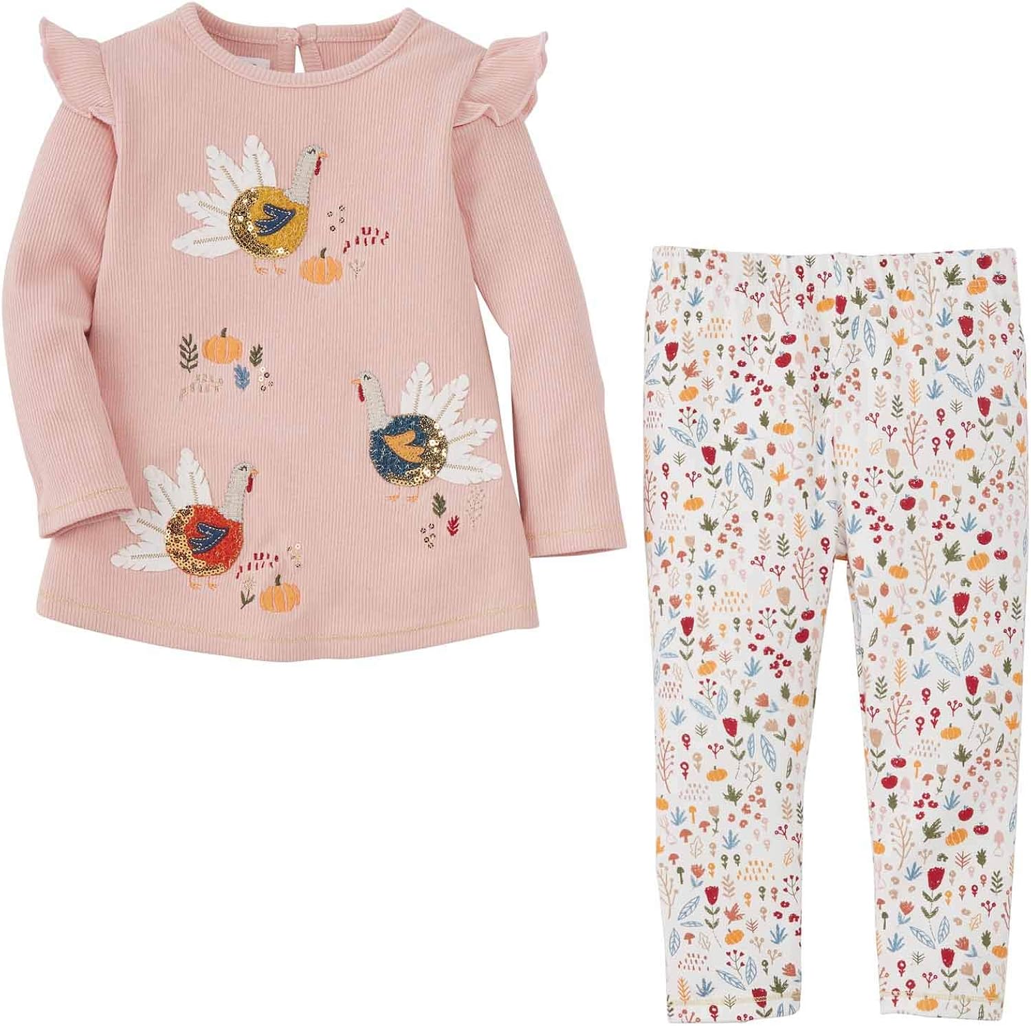 Mud Pie Girls' Turkey Tunic and Legging Set: Clothing
