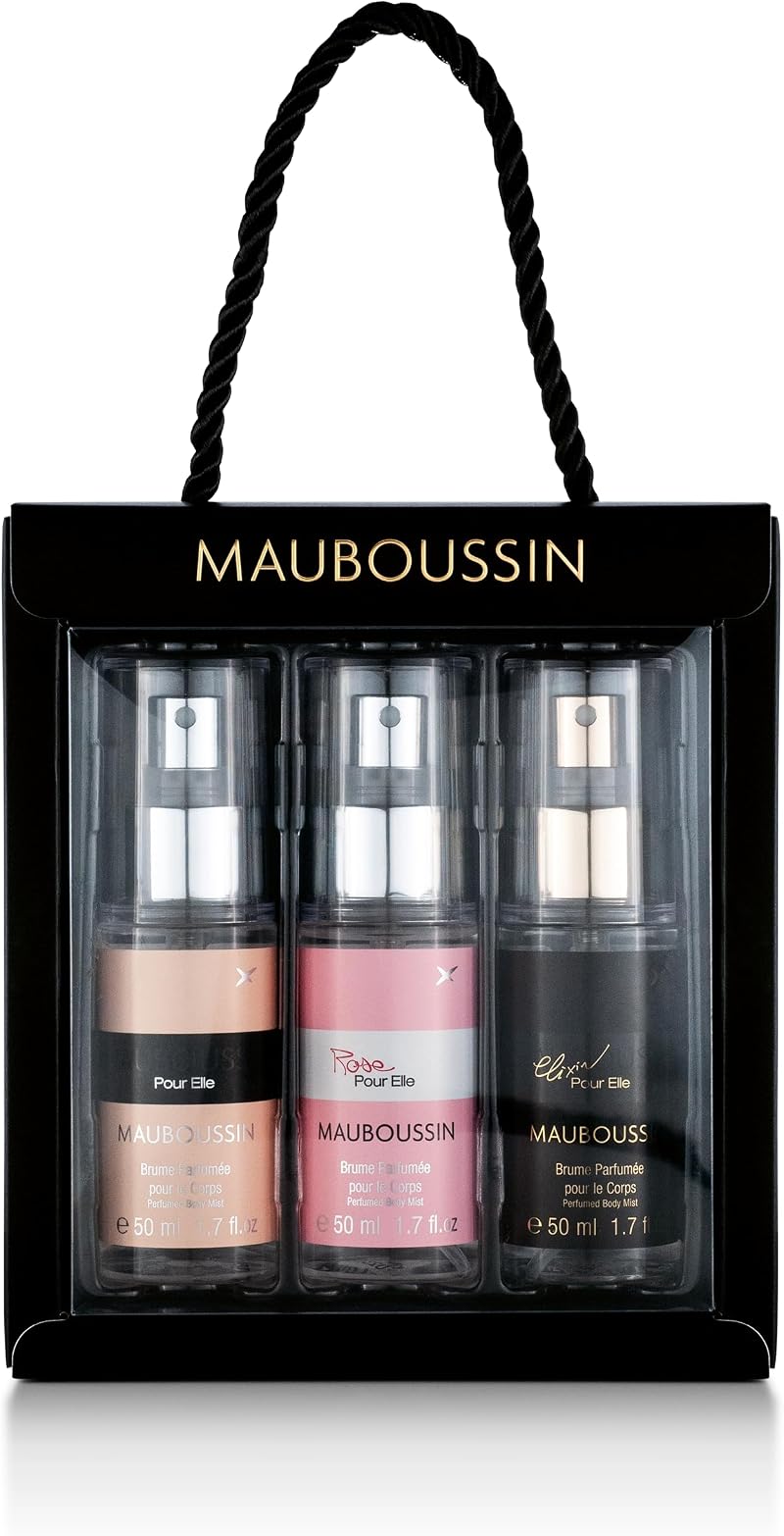 Mauboussin Pour Elle Body Mist Set Elle Elixir Rose Womens Fragrance 3x 50ml