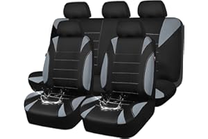 CAR PASS Waterproof Car Seat Covers Full Sets, Universal Fit Seat Covers for Cars, EVA Neoprene Seat Cover Set Full Sets, Interior Covers for Auto SUV,Vans,sedans, Trucks,(Black and Gray)