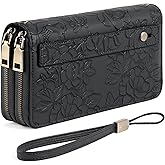 GAEKEAO Wallet for Women Clutch RFID Blocking Wristlet Leather Purse Large Capacity Credit Card Holder with Grip Hand Strap