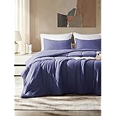 SLEEP ZONE King Size Comforter Set, Breathable Jersey Knit Soft Duvet Insert Set 3 Pieces Bedding Sets for Bedroom All Season, Navy