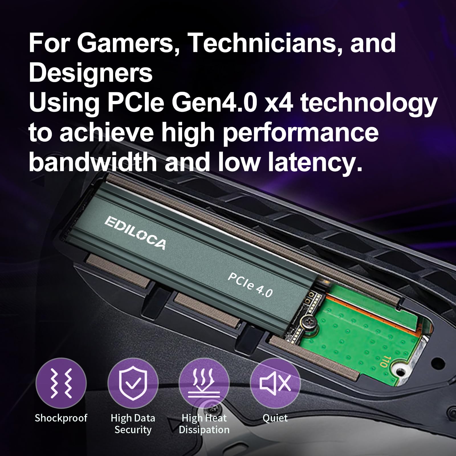 2TB M2 NVME SSD with Heatsink - PCIe Gen4.0 NVMe M.2 2280 3D NAND TLC, 4800MB/s Read, Internal Solid State Drive for PS5/PC, Dynamic SLC Cache, PS5 Storage Expansion, 5-Year Warranty(EN760)