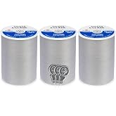 Coats &amp; Clark Dual Duty All Purpose Sewing Thread 230A 400 Yards Each Spool 3 Pack Bundle with Bella's Crafts Needle Threaders (Nugrey)