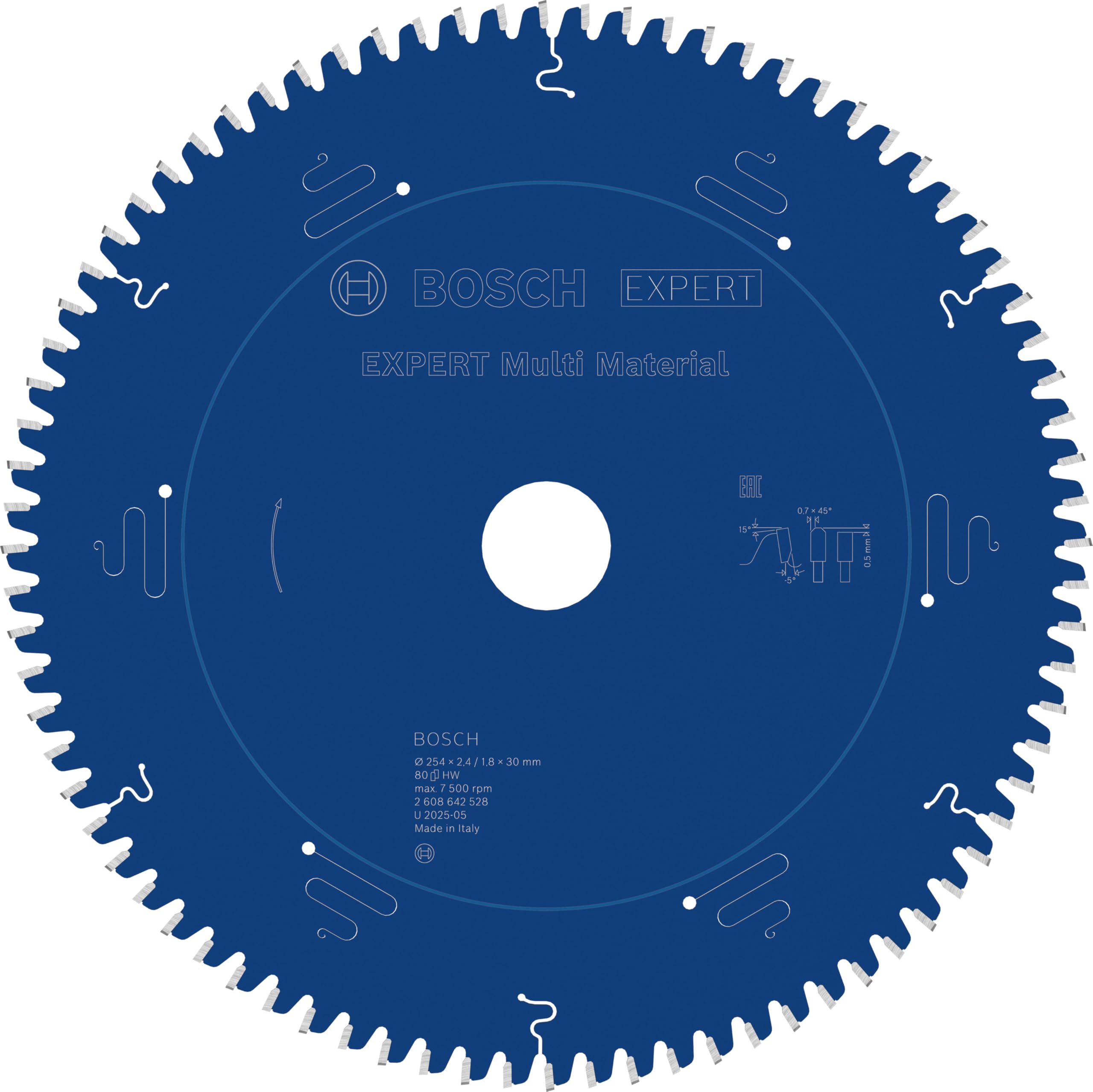 Bosch Professional Expert for Multi Material Circular Saw Blade (254 x 30 x 2.4 mm, 80 Teeth; Accessories for Circular Saw)