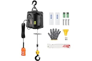 VEVOR 3-in-1 Electric Hoist Winch, 1100 lbs 1500W Portable Power Winch Crane, 22.9 ft Lifting Height, 13 ft/min with Wired an