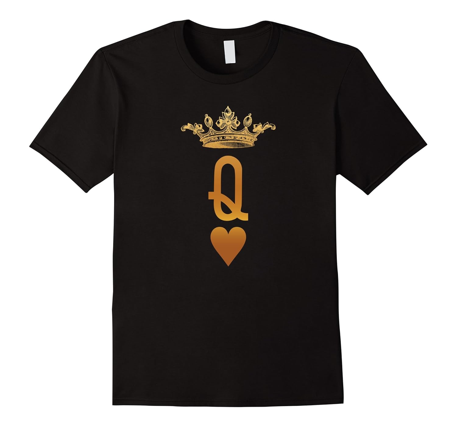 Gold Queen of Hearts Vintage Crown Engraving Card T-Shirt-ANZ