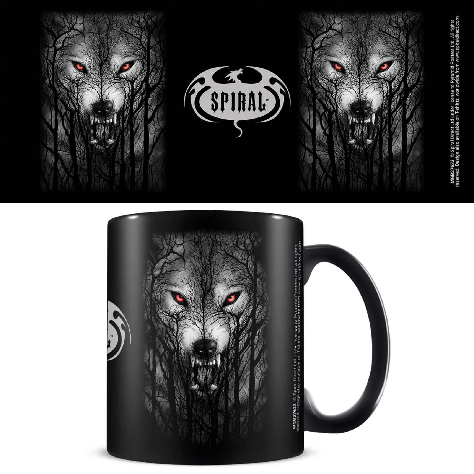 Pyramid International Spiral Black Mug in Presentation Gift Box (Forest Wolf Design) 11oz Ceramic Coffee Mug - Official Merchandise