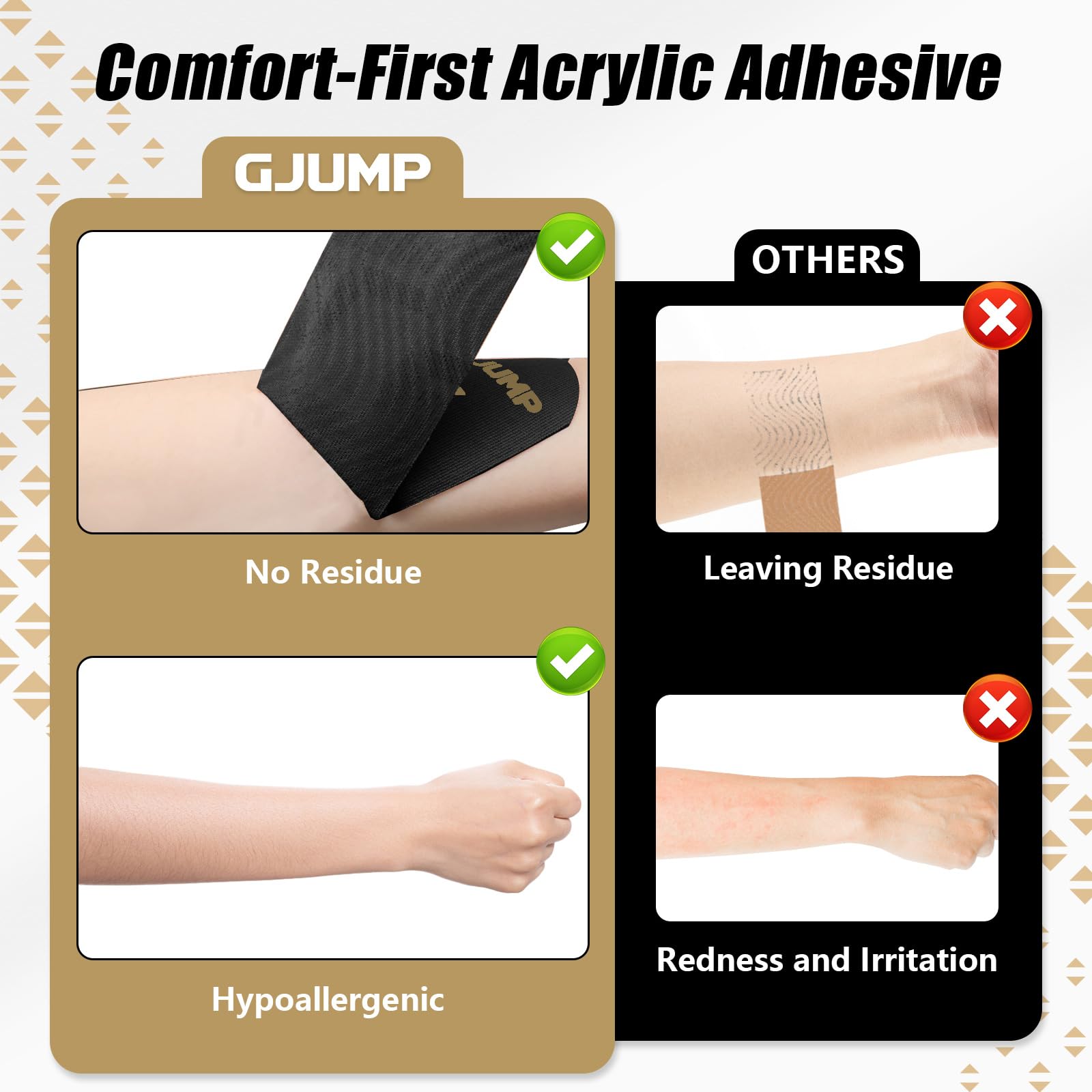 GJUMP Kinesiology Tape, Precut Athletic Sports Tape 40 Strips (2 Rolls), Waterproof Breathable Muscle Tape for Pain Relief & Joint Support