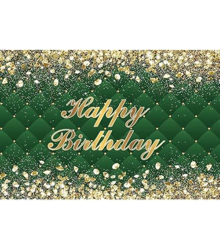 Sensfun Geburtstags-Hintergrund Grün/gold 210x150 Cm - Vinyl, Für 30., 40., 50. Geburtstag