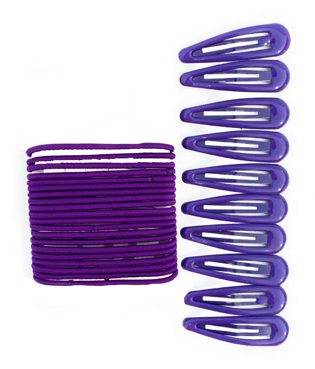30 PCS Sleepie Elastics Hair Head Bands Snap Clips Hairbands Bobbles SCHOOL SET (Purple)